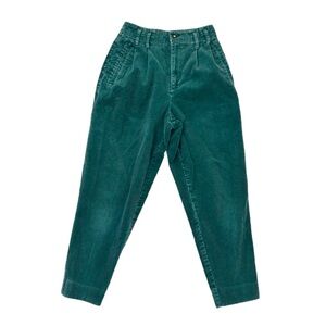 Vintage Gap Women's Green Corduroy Pleated High Rise Trousers